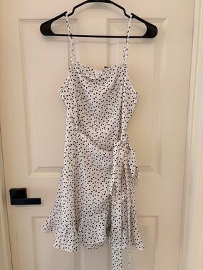 Shein White Spotted Tie-Waist Slip Dress